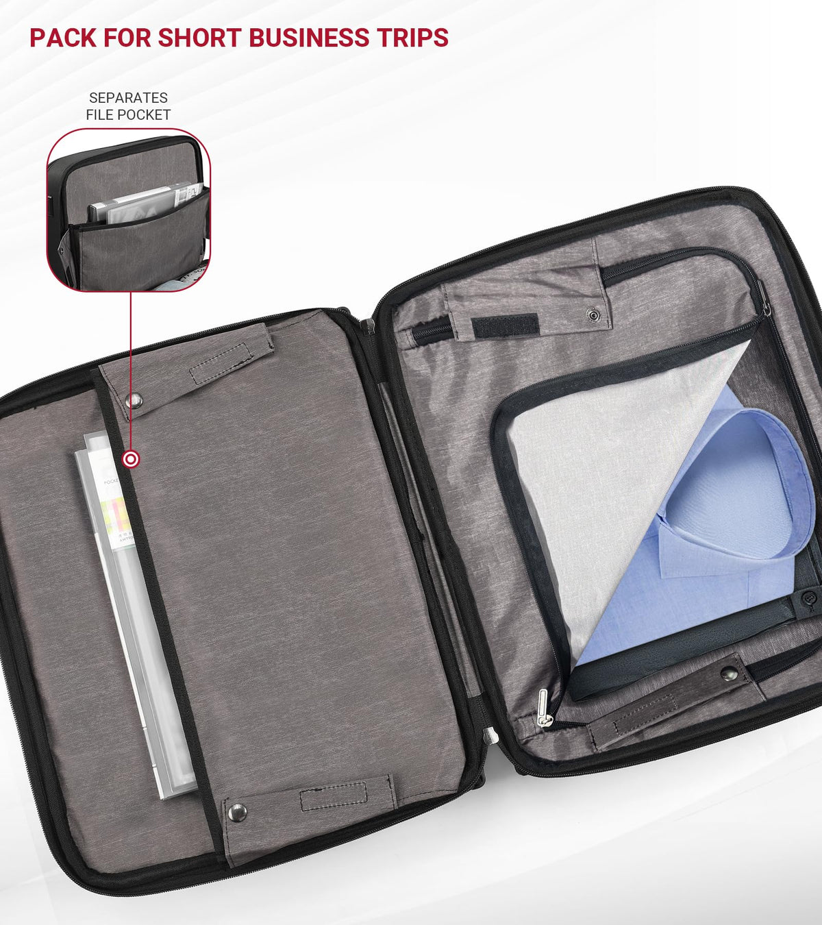 Rolling Laptop Bag with USB & Type-C Charging Port, Water Resistant 17.3 Inch K3756