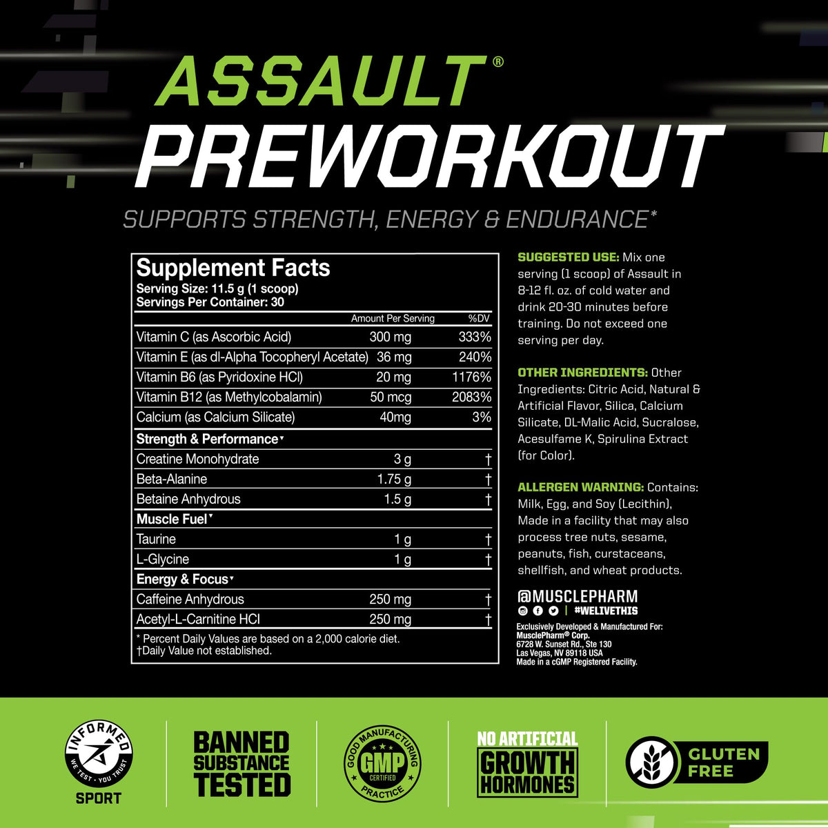 Blue Raspberry PreWorkout Powder 30 Servings F2952