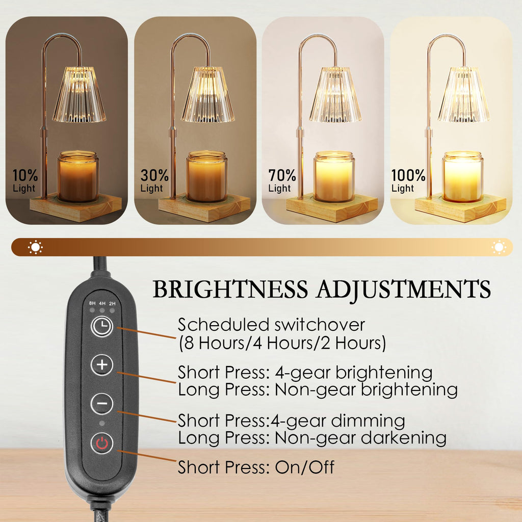Candle Warmer Lamp with 2 Bulbs, Dimmable, Timer, Adjustable Height U128338