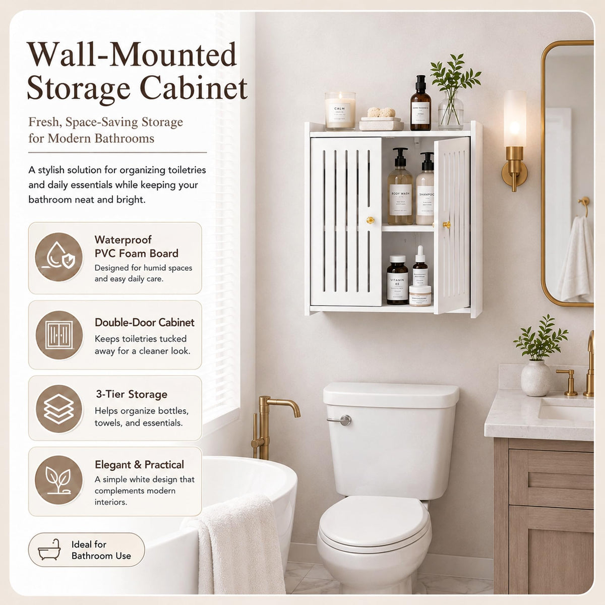 3-Tier Wall Bathroom Storage Cabinet Q830656