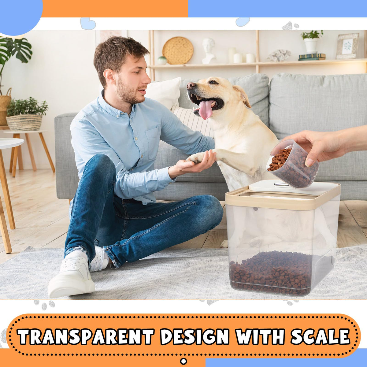 2 Pack 30 Lbs Airtight Dog Food Storage Container with Scoops Z587