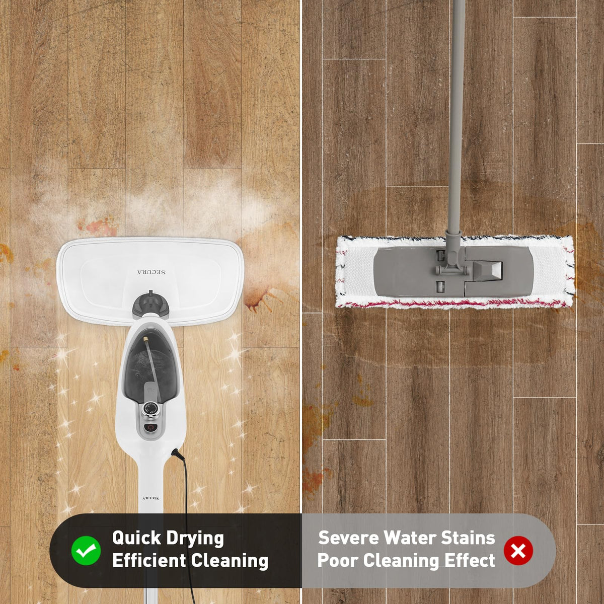 White 10-in-1 Detachable Steam Mop with 3 Microfiber Pads K92211