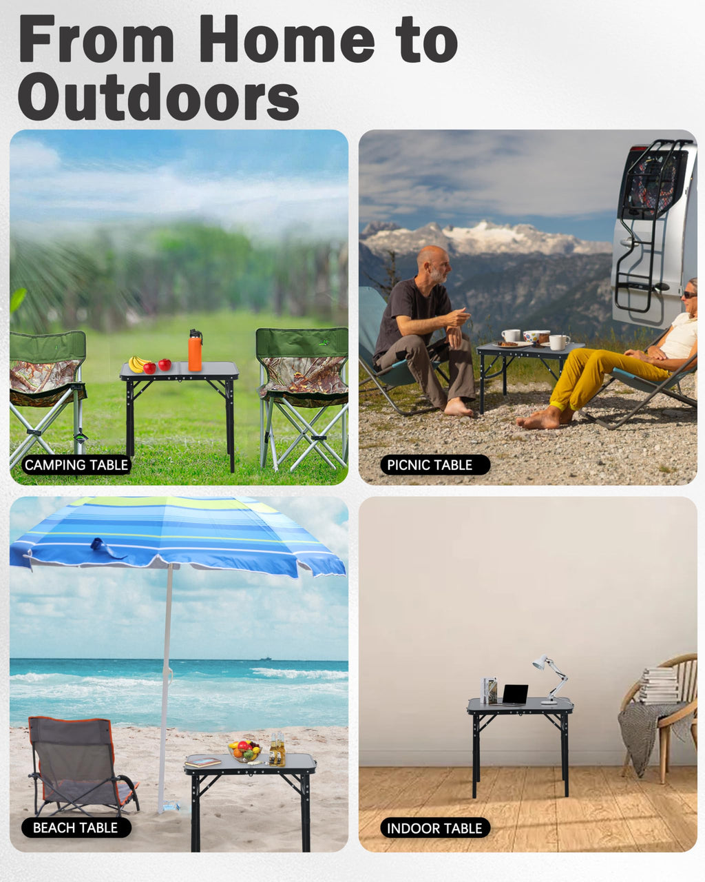 Small Portable Folding Camping Table with Handle, Black T739608