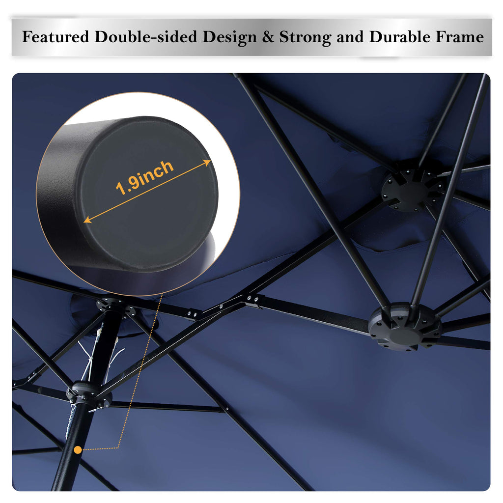 15FT Double-Sided Patio Umbrella with Base J2965