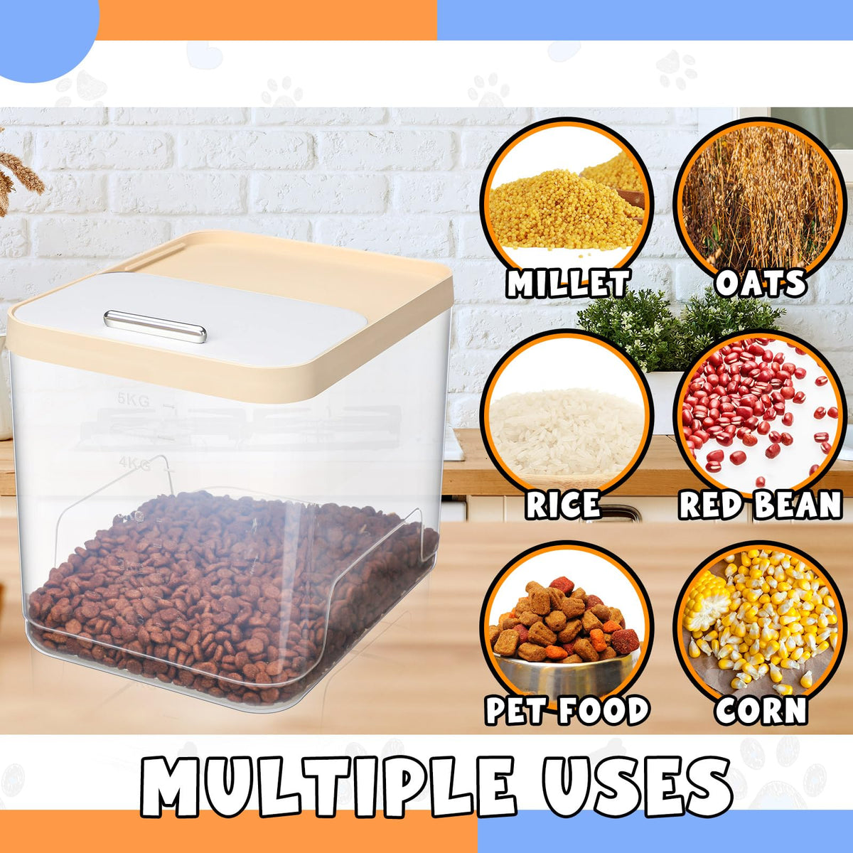 2 Pack 30 Lbs Airtight Dog Food Storage Container with Scoops Z587