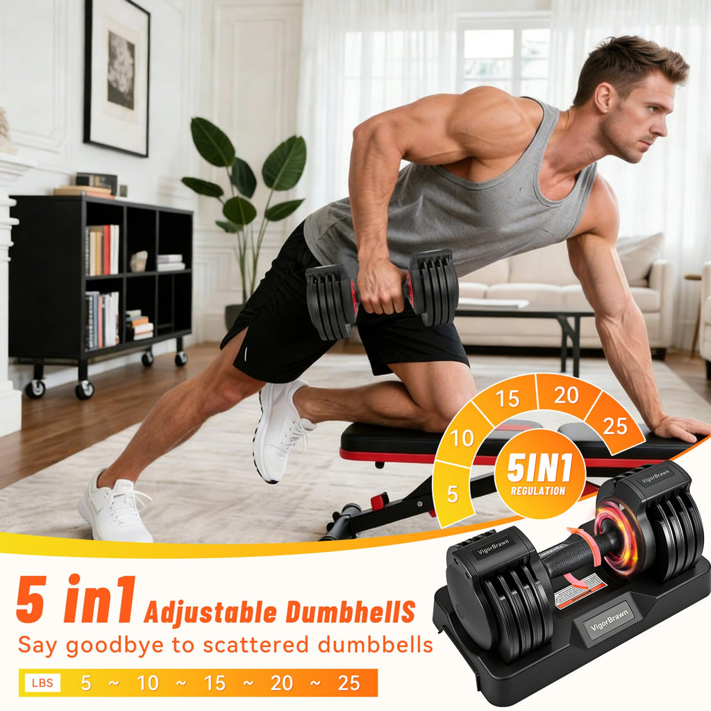 Adjustable Dumbbell Set with Storage Case V966