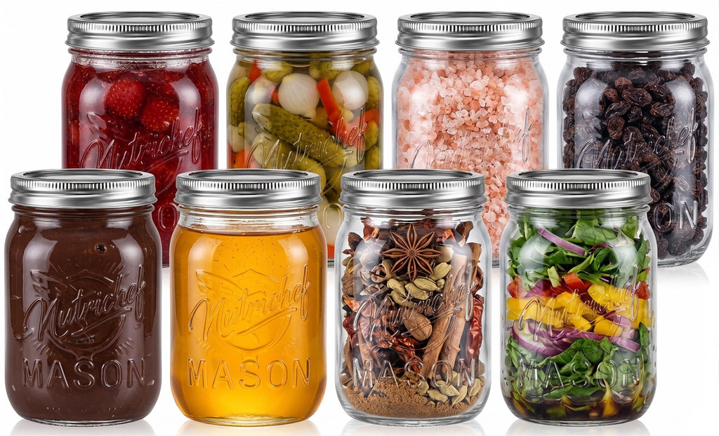 8-Pack 16 oz Glass Mason Jars with Lids S187601