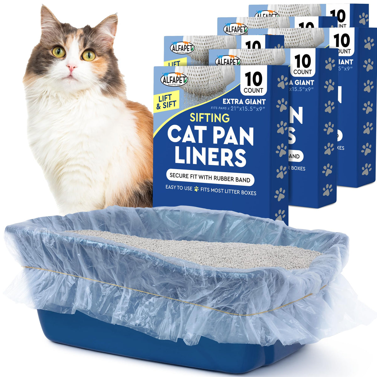 Extra Giant 60 Count Tear-Resistant Waterproof Cat Litter Box Liners L551