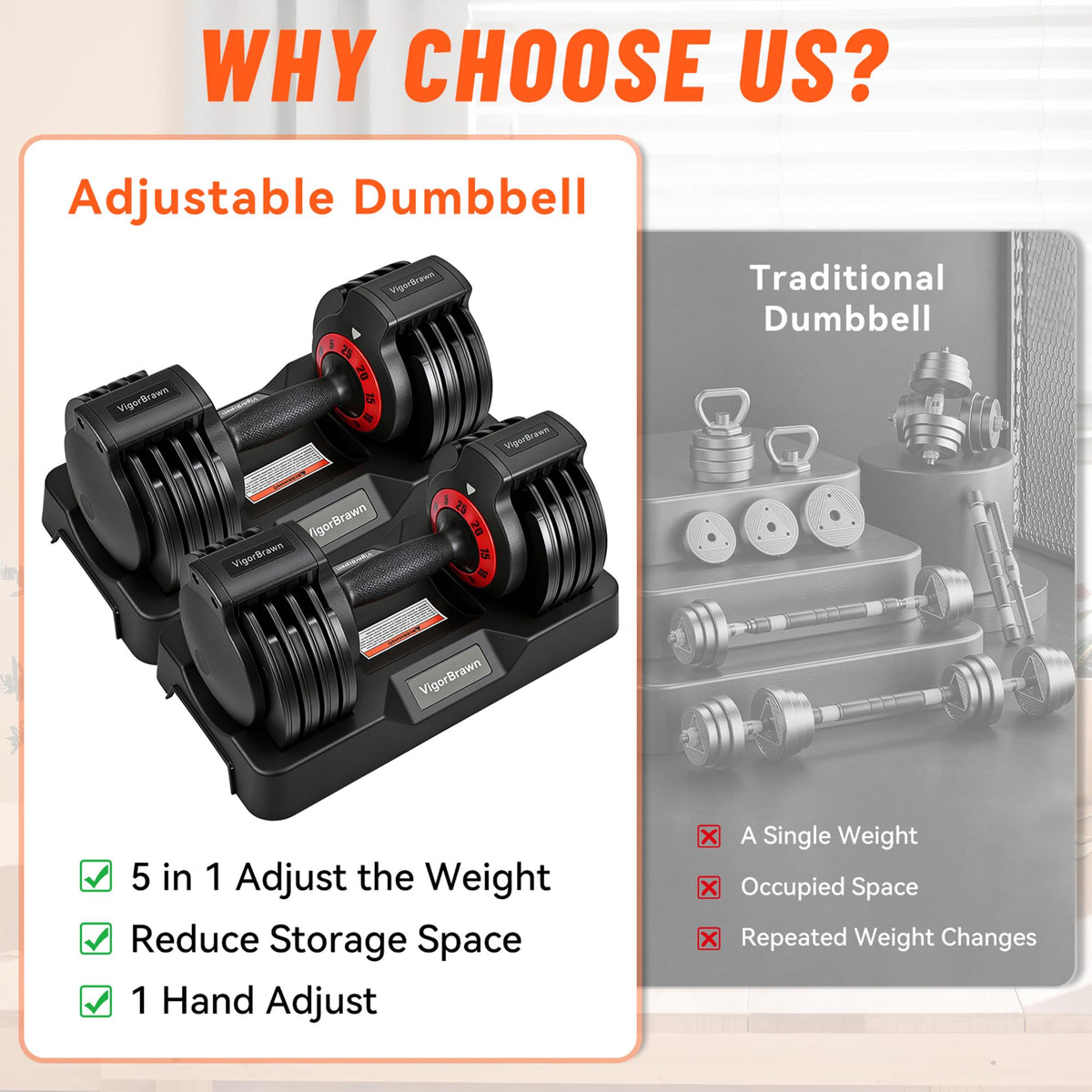 Adjustable Dumbbell Set with Storage Case V966