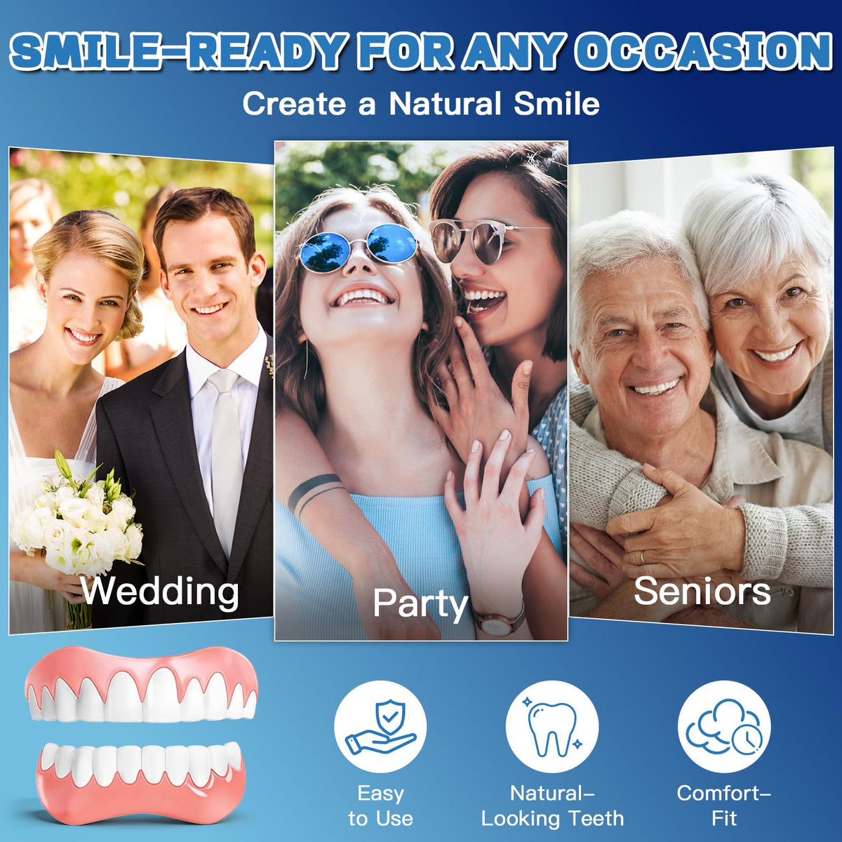 Moldable False Teeth Dentures Set with Dental Adhesive Beads K368