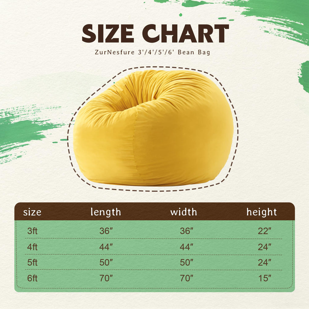 Yellow Memory Foam Bean Bag Chairs I300