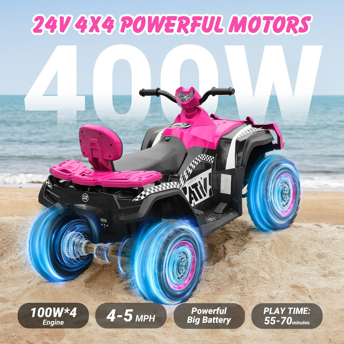 24V 2 Seater 4WD Off-Road Ride on ATV M95336