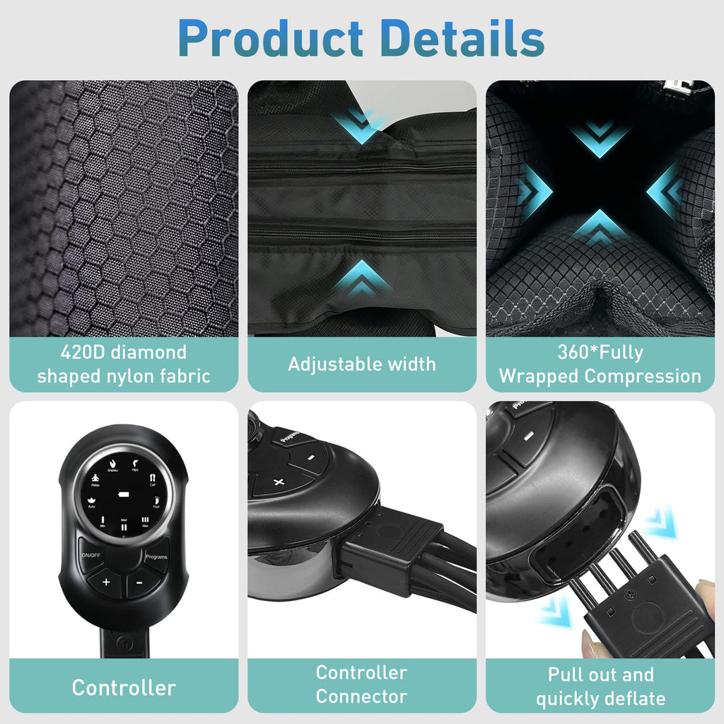 Air Compression Leg Massager with 6 Modes 3 Pressure Levels X36883
