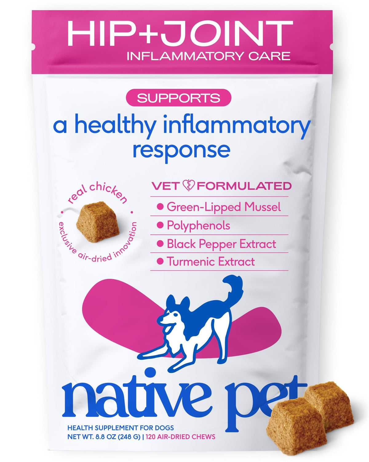 Green-Lipped Mussel Turmeric Collagen Hip and Joint Supplement for Dogs 120 Chews F593376