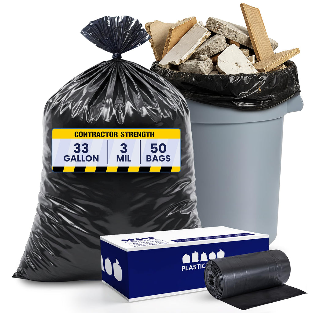 33 Gallon 3.0 Mil Black Heavy Duty Trash Bags 50 Count N94795