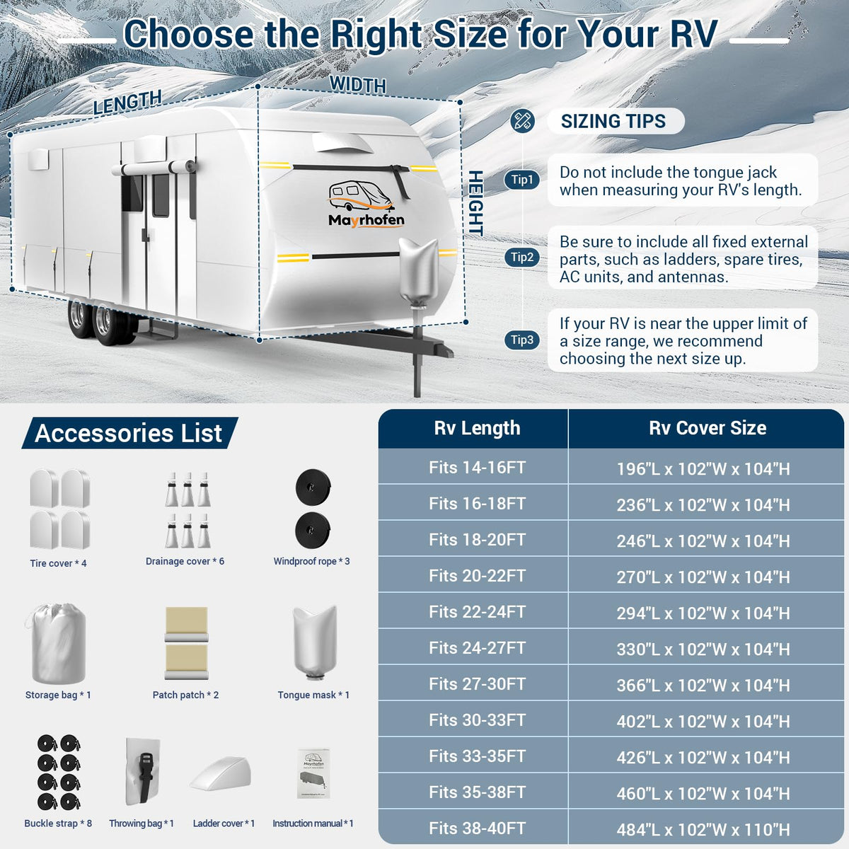 14-16ft 6 Layers 600D Oxford Waterproof RV Cover R389