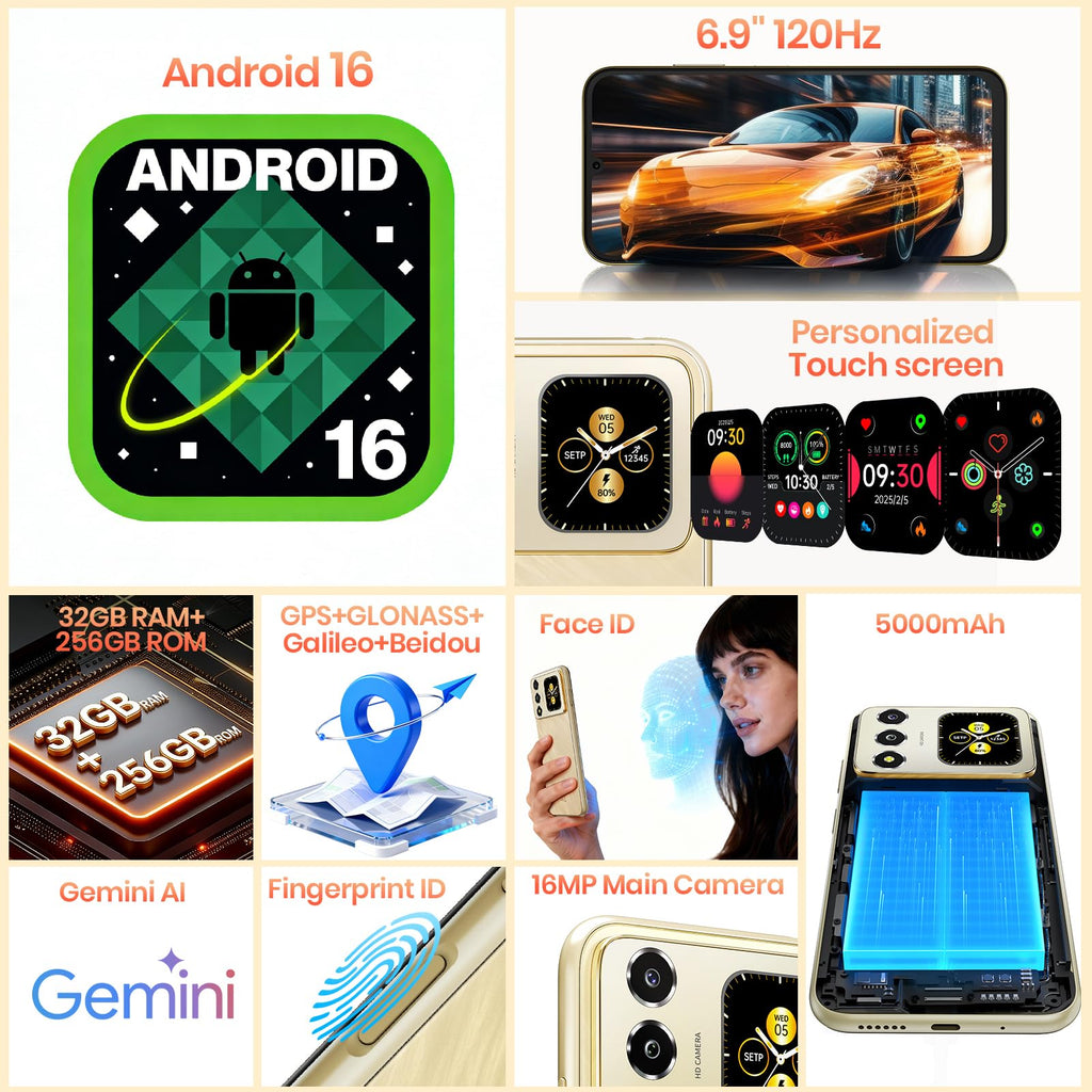 Unlocked 32GB+256GB+2TB Android Smartphone Q422413
