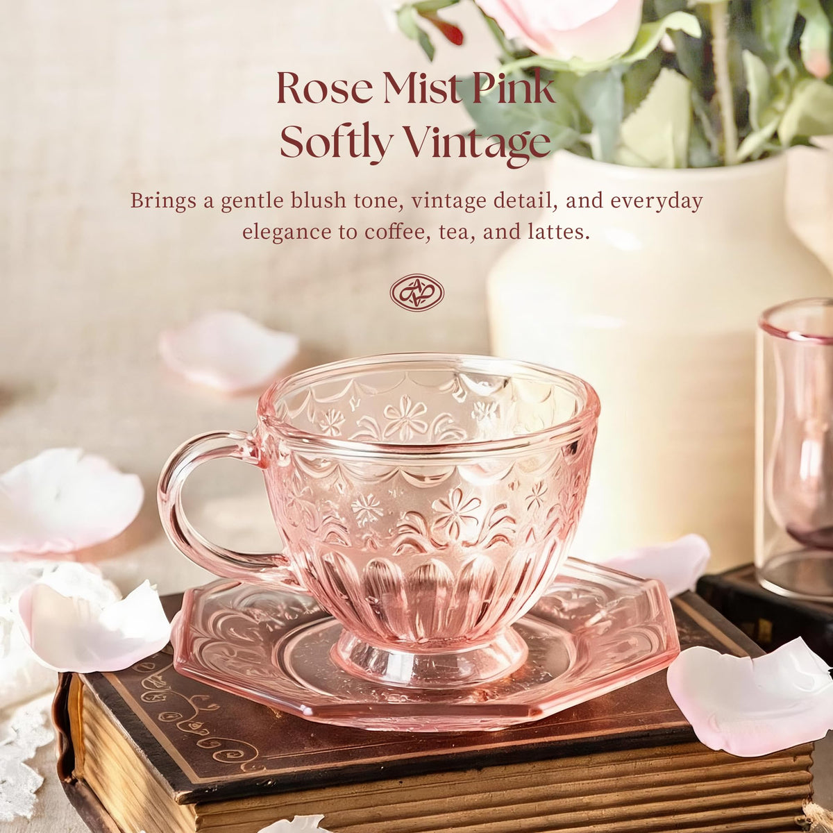 Glass Tea Cup and Saucer Set, 12 oz E3080