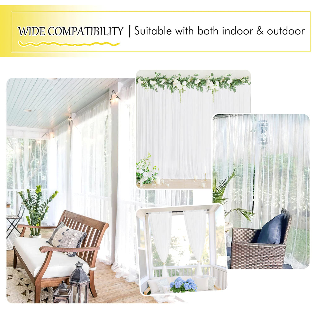 White 2 Panels Waterproof Mosquito Netting Curtains I8418