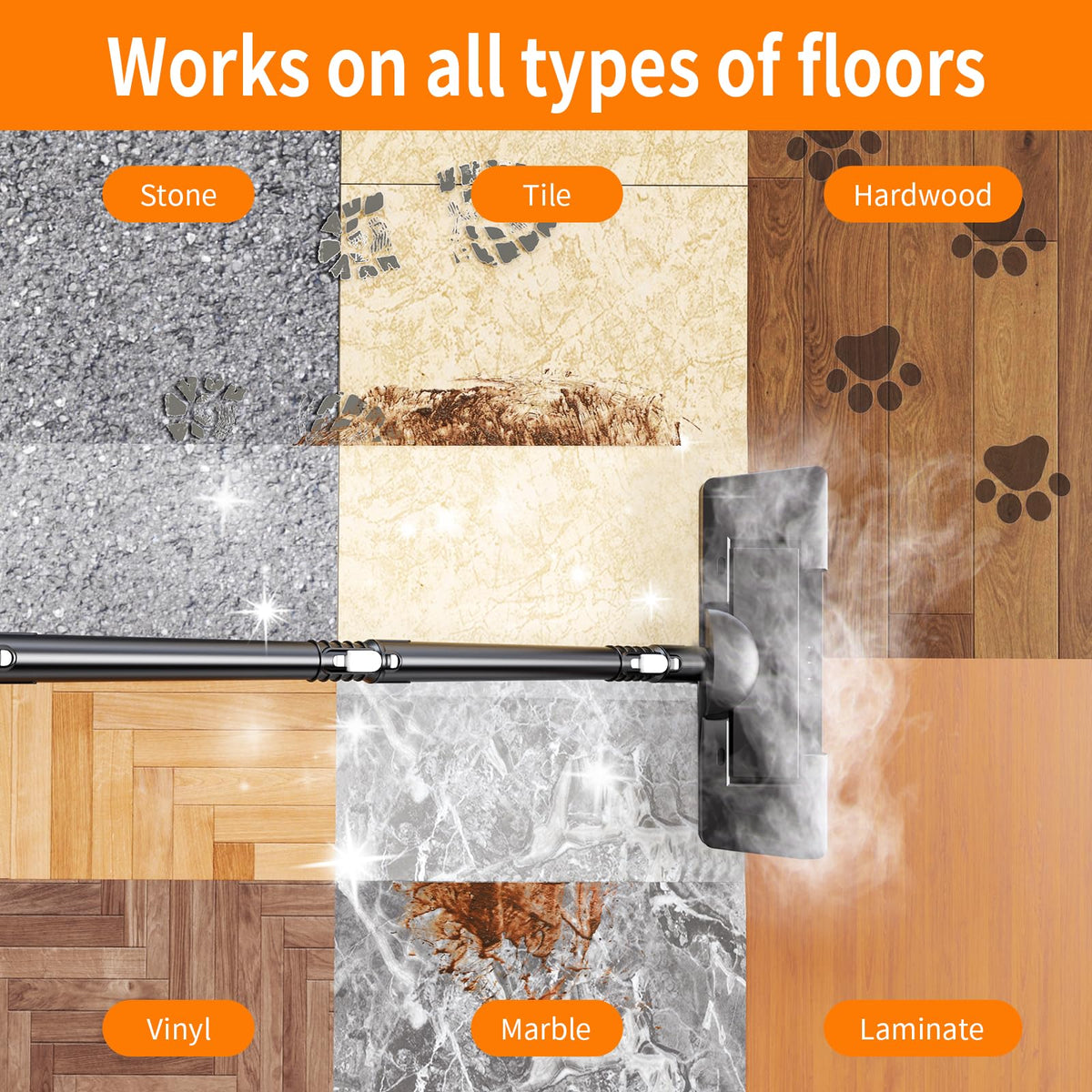 16-in-1 Lightweight Detachable Steam Mop F196