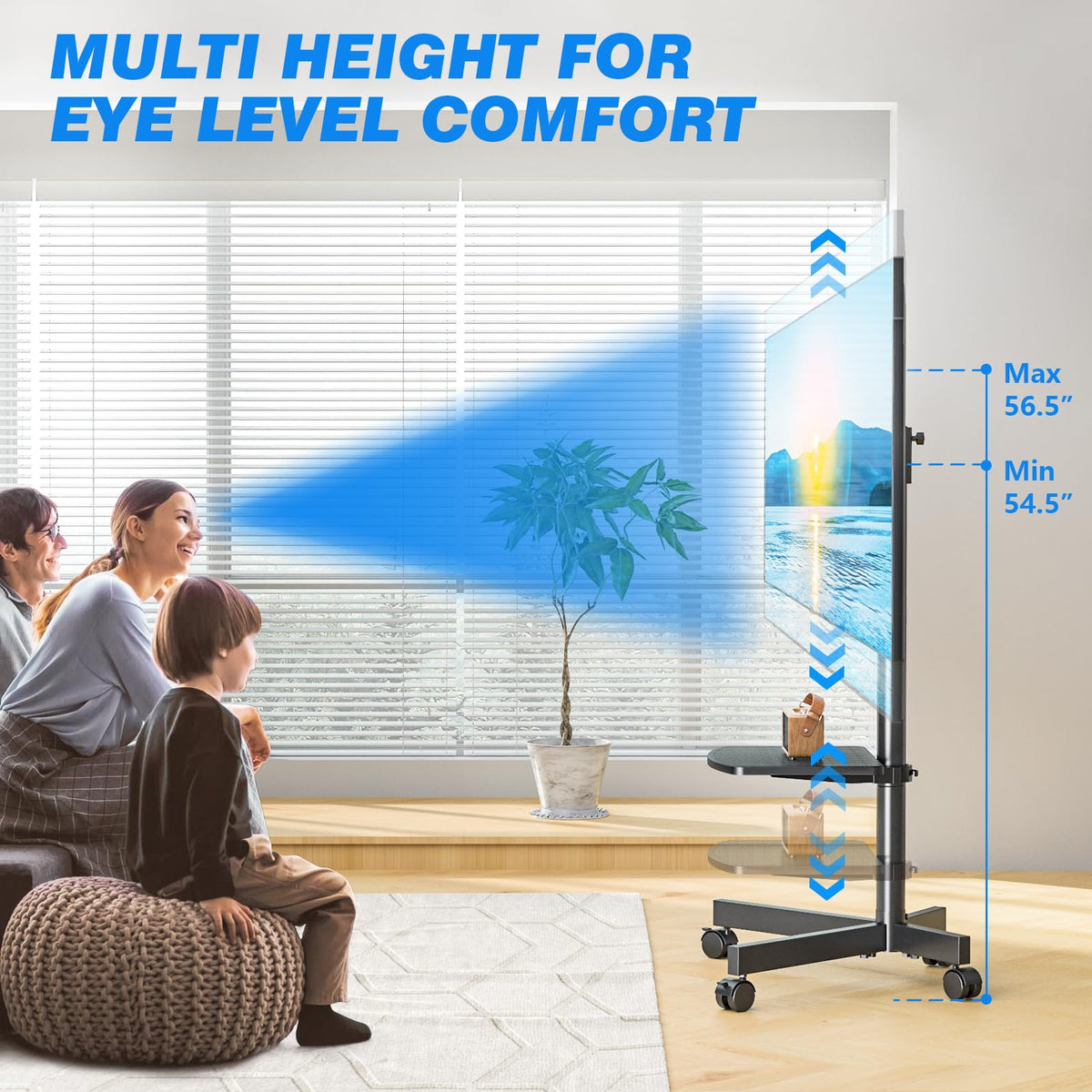Rolling TV Stand with Shelf for 23-65 inch TVs C18558