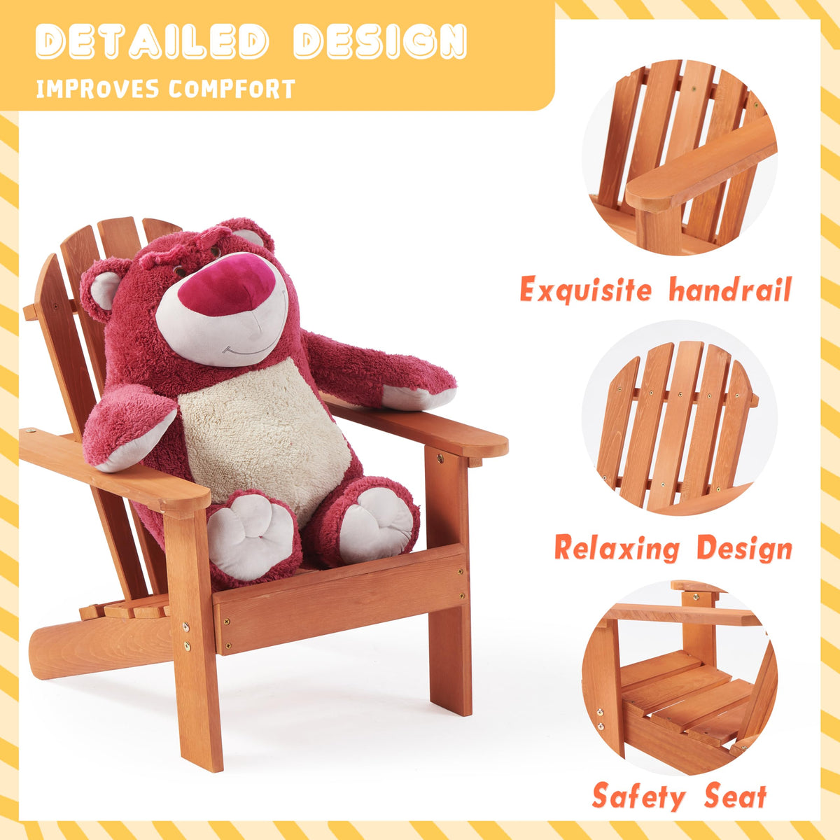 Kids Outdoor Wooden Adirondack Chair F9287