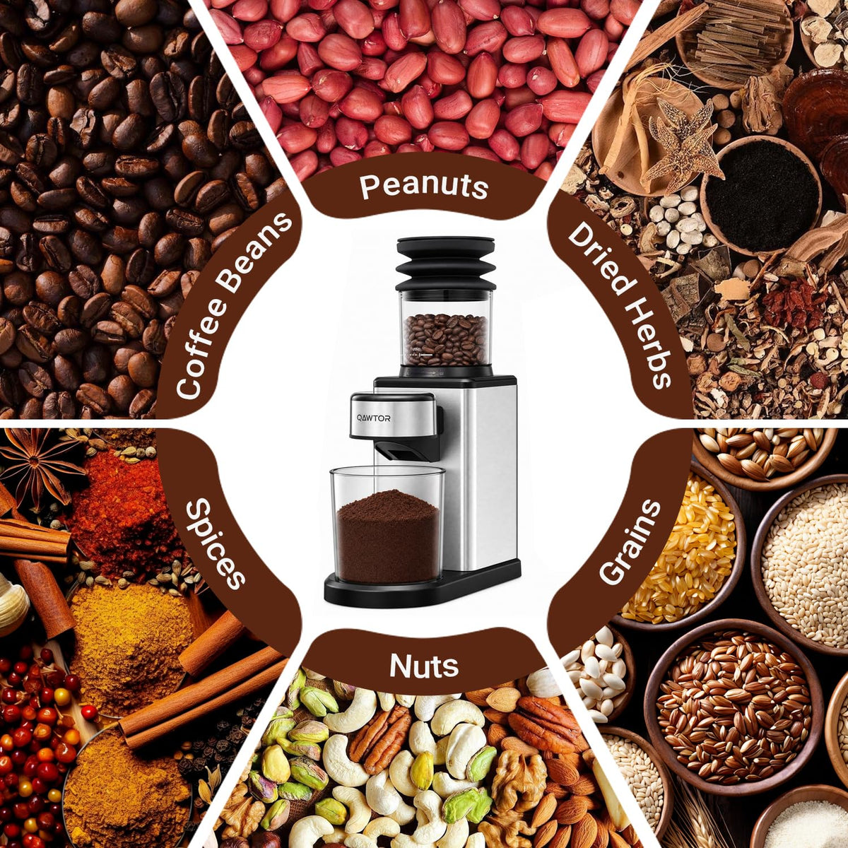 Conical Burr Coffee Bean Grinder, 25 Precise Settings, Anti-Static F892