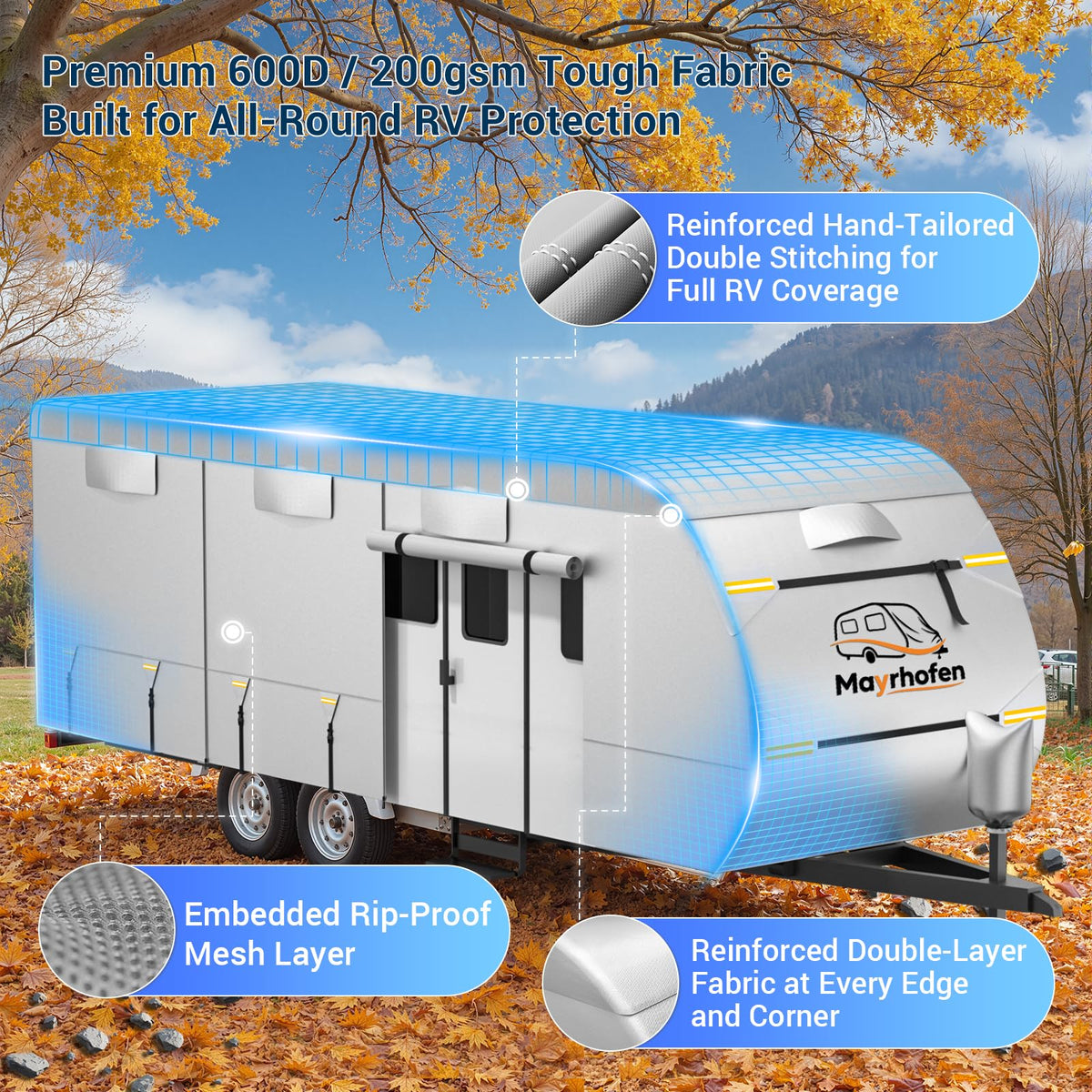 14-16ft 6 Layers 600D Oxford Waterproof RV Cover R389