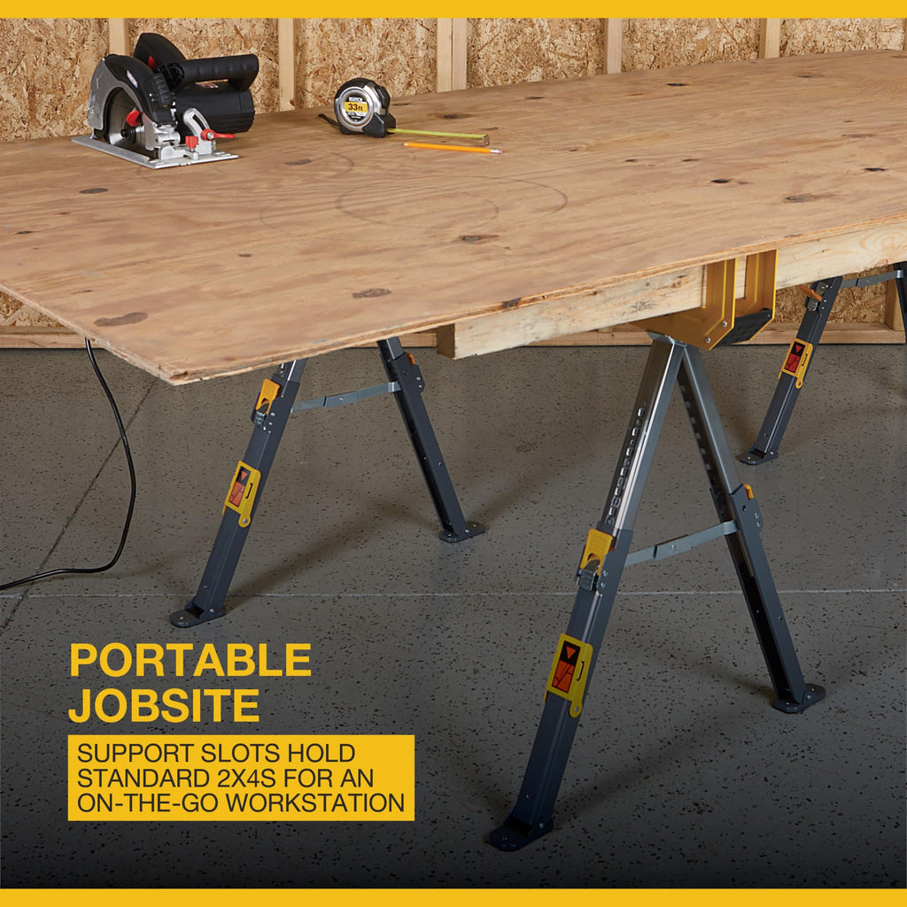 32in. Adjustable Steel Sawhorses, Pair Q623
