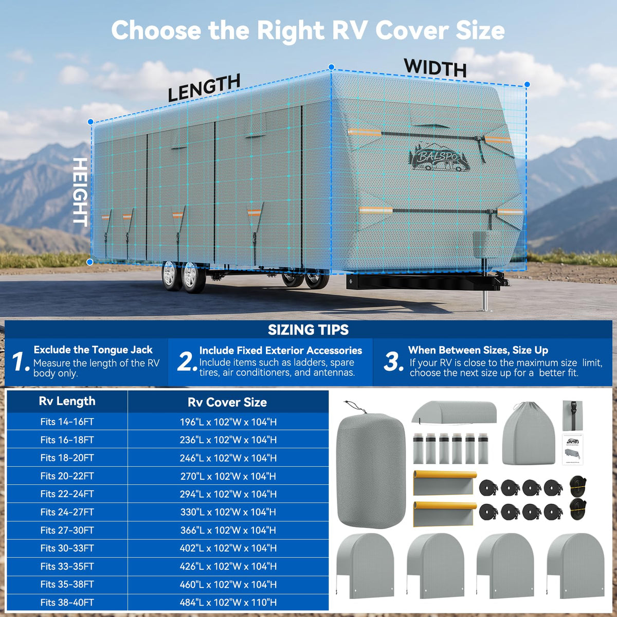 Heavy Duty Waterproof RV Cover 14-16ft B567