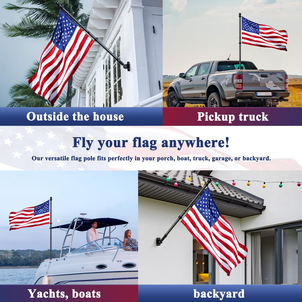 Tangle Free Stainless Steel Flag Pole Kit with Bracket I932