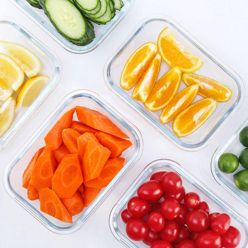 10 Pack 22 oz Glass Food Storage Containers with Lids H17642