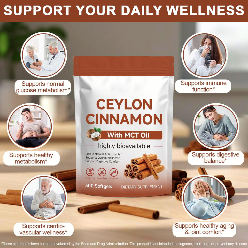 Cinnamon Capsules 300 Softgels with MCT Oil A543079