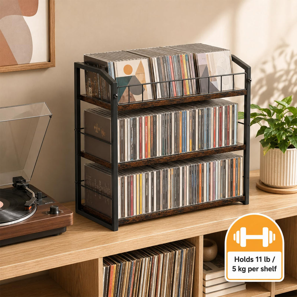 3-Tier Metal and Wood CD Storage Rack N88059