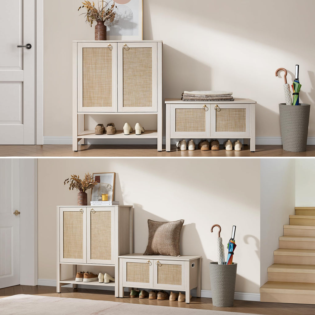 Rattan Storage Bench with 2 Safety Hinges K846148