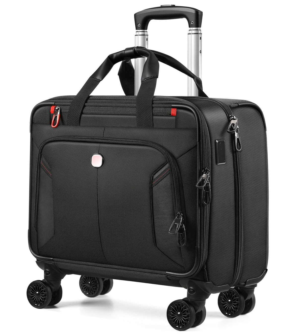 Rolling Laptop Bag with USB & Type-C Charging Port, Water Resistant 17.3 Inch K3756
