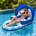 Rechargeable Motorized Pool Float Lounger with Canopy and Cup Holder S529
