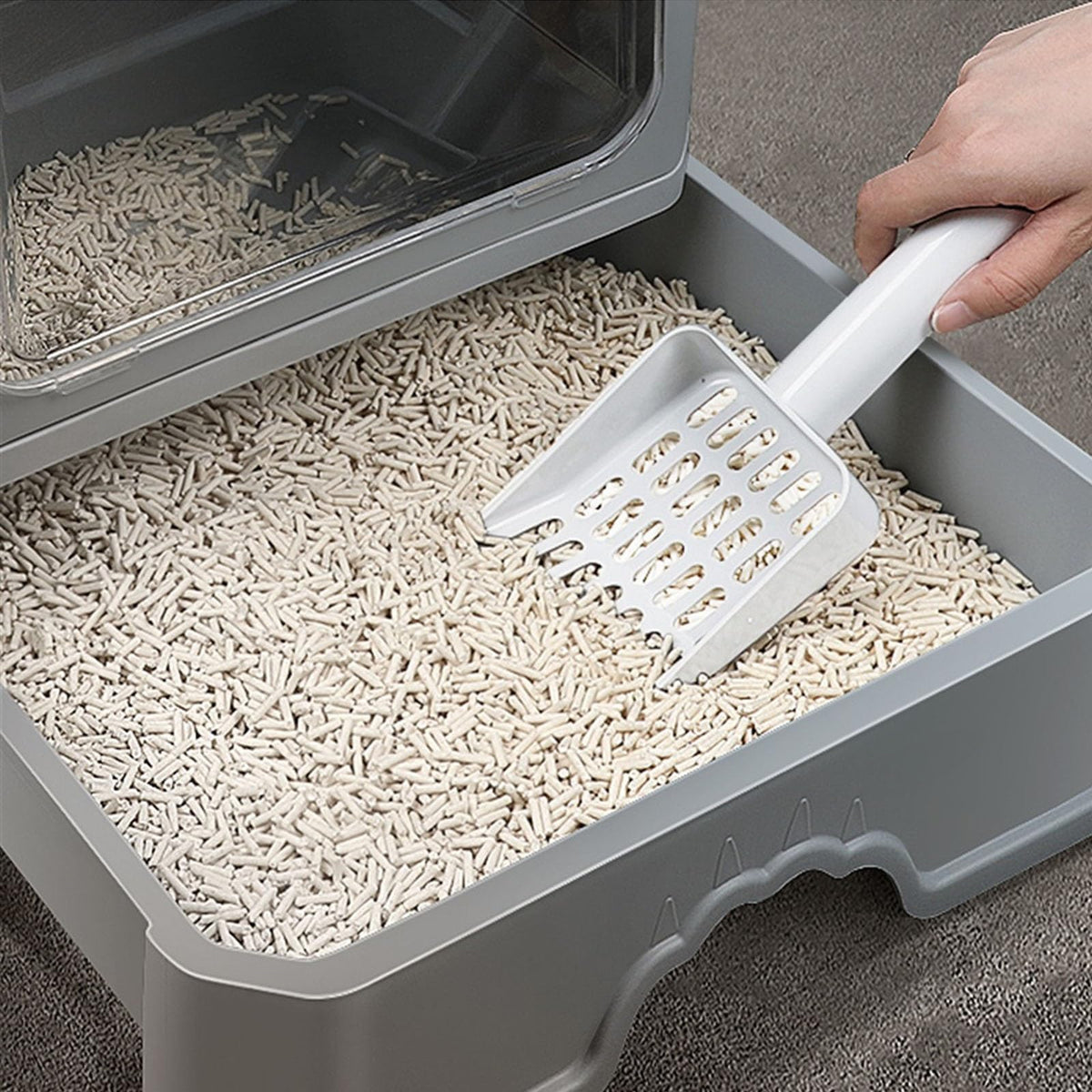 Foldable Enclosed Cat Litter Box with Lid R427