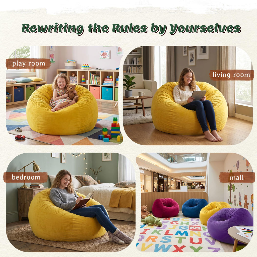 Yellow Memory Foam Bean Bag Chairs I300