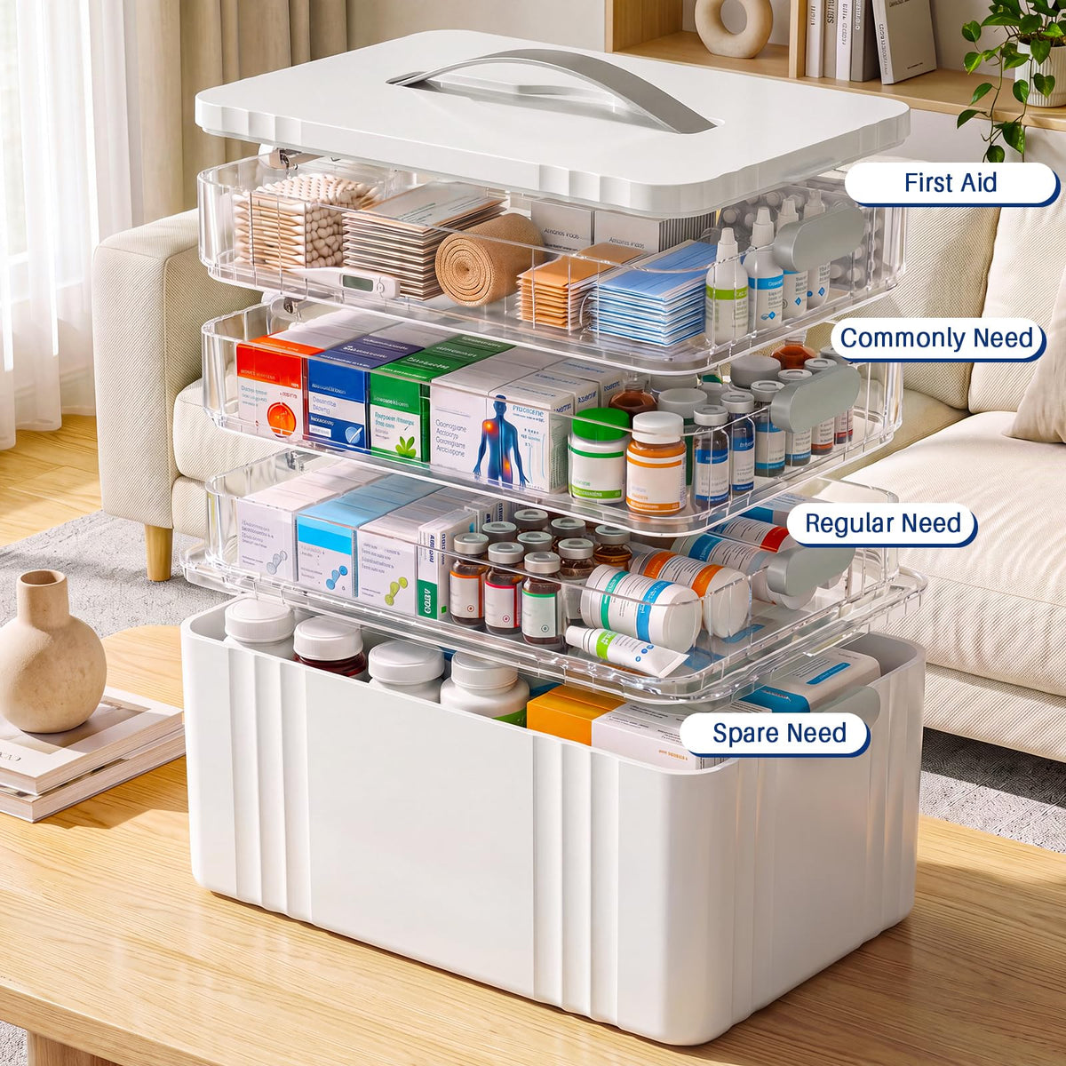 4-Tier Medicine Organizer Storage Box J457654
