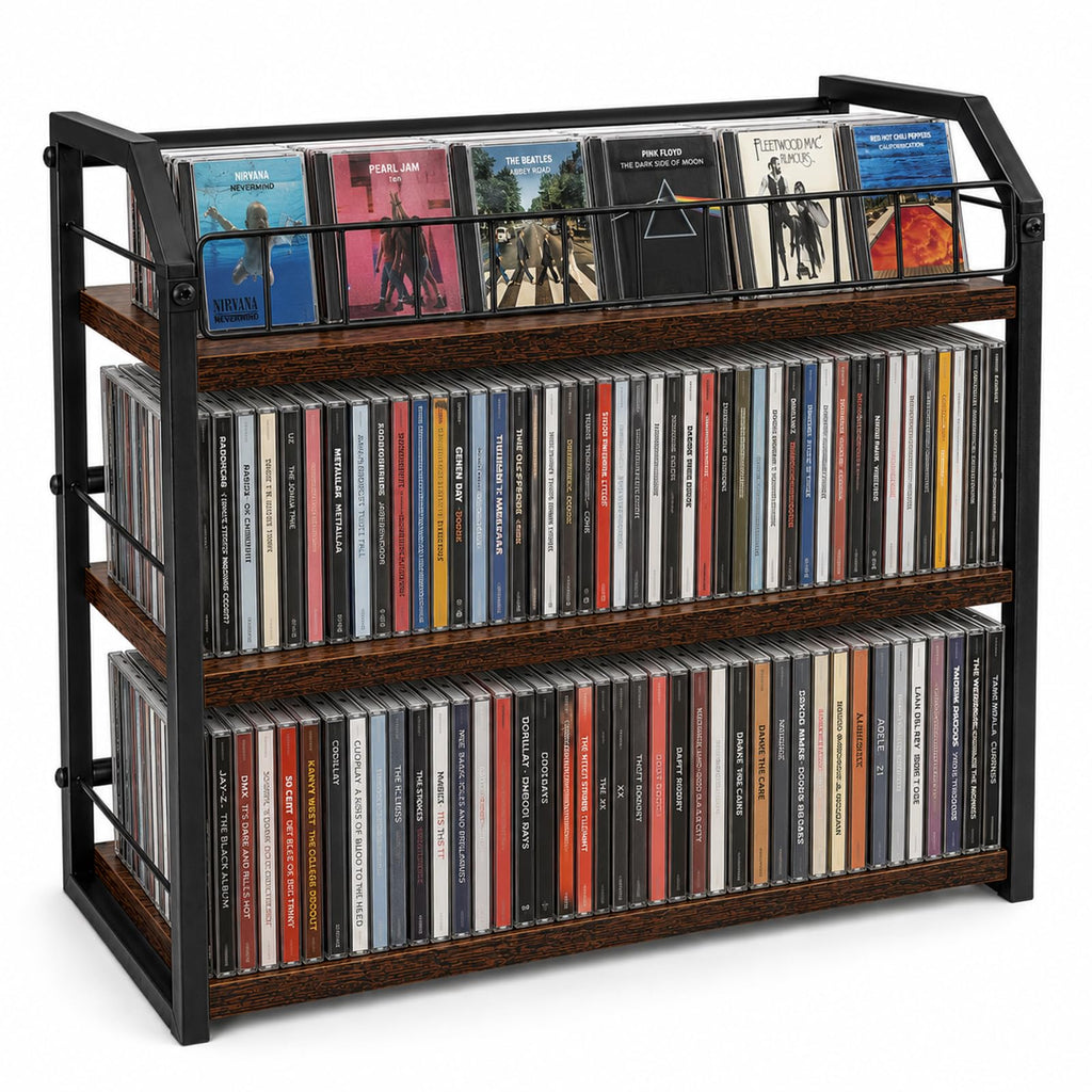 3-Tier Metal and Wood CD Storage Rack N88059