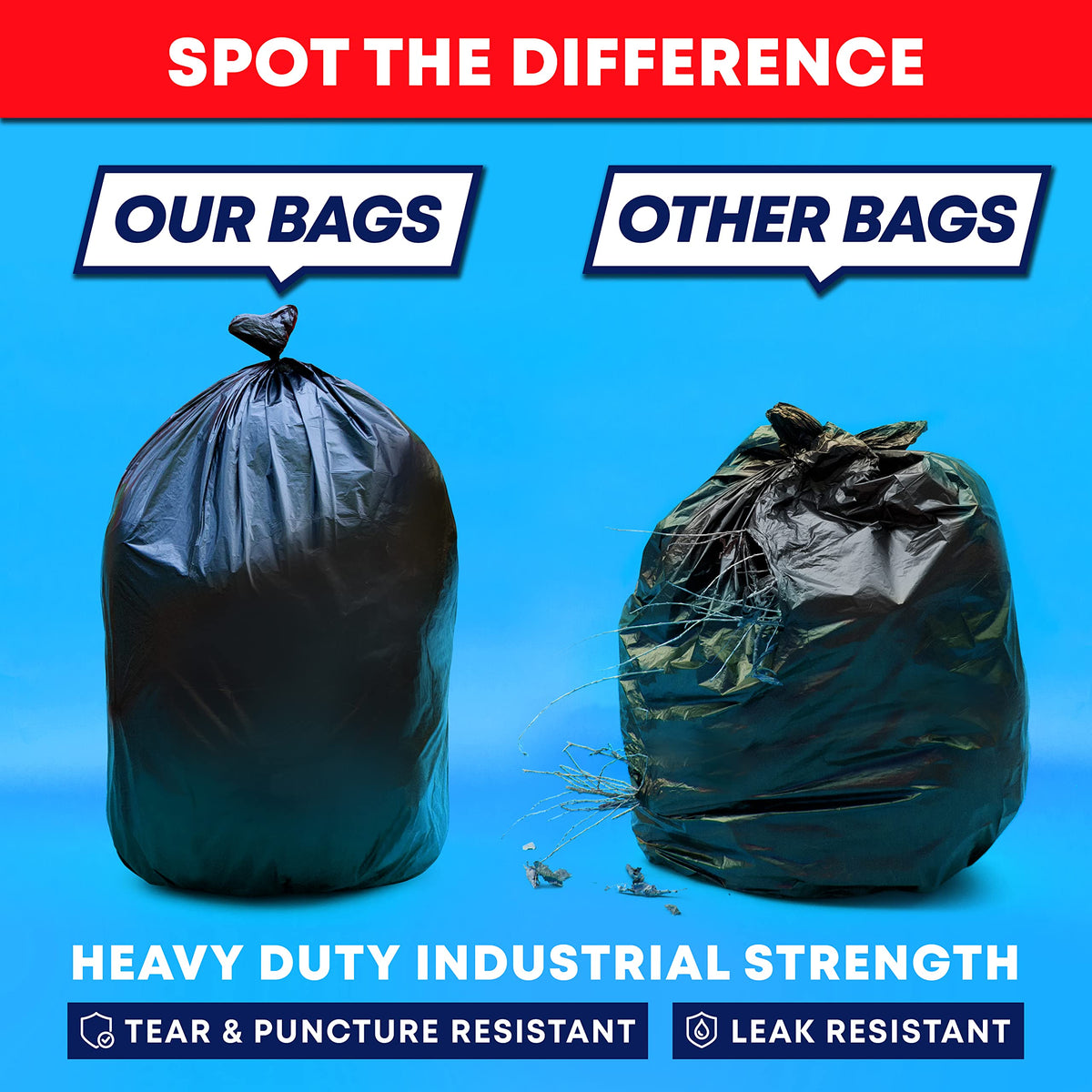55 Gallon 3 Mil Heavy Duty Contractor Trash Bags L36654