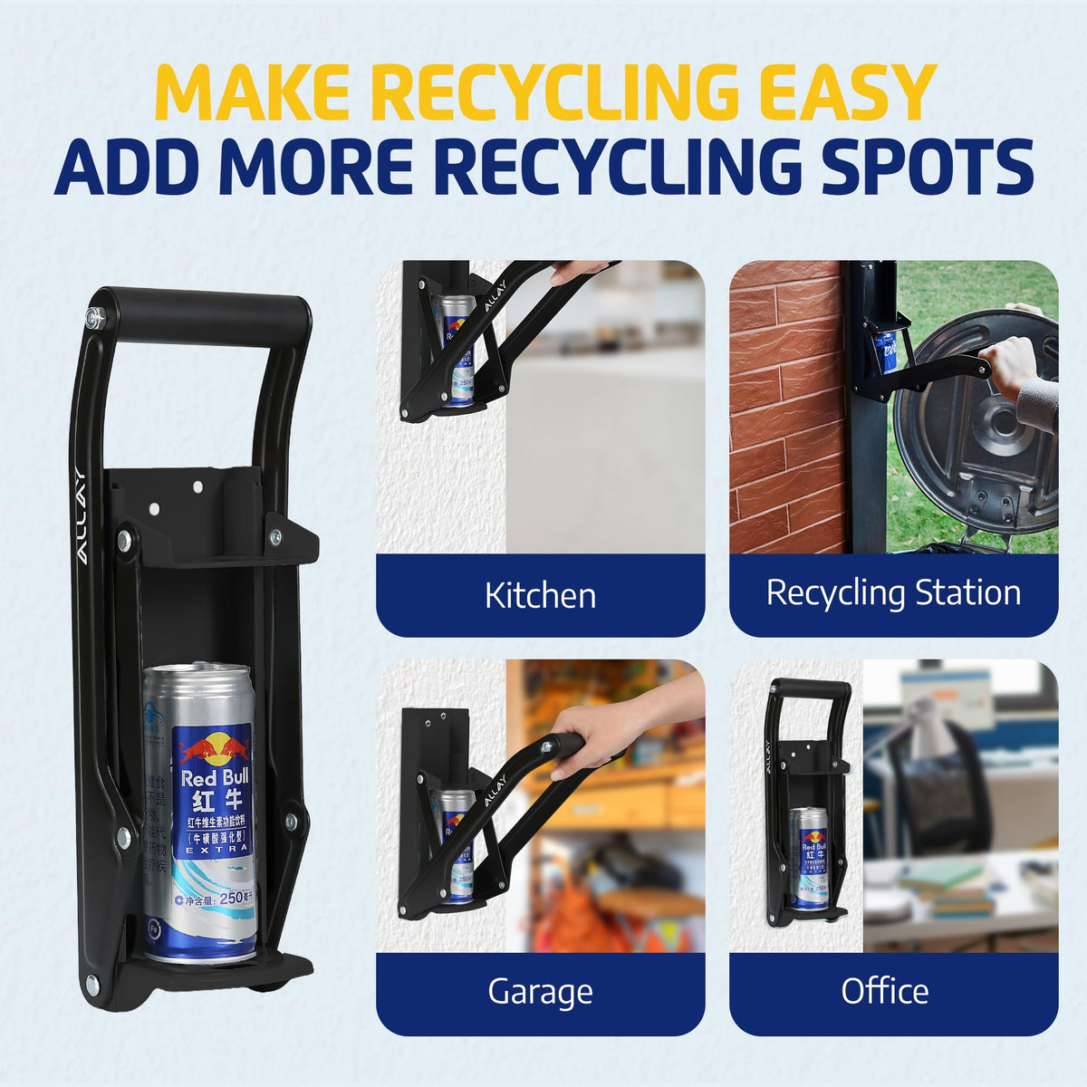 16oz Wall Mounted Can Crusher with Built-In Bottle Opener G5490