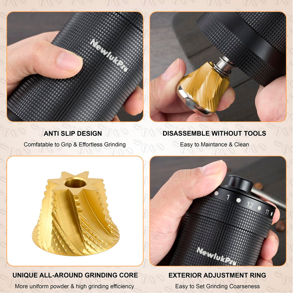 Manual Coffee Grinder, Titanium Conical Burr, 35g Capacity O59261