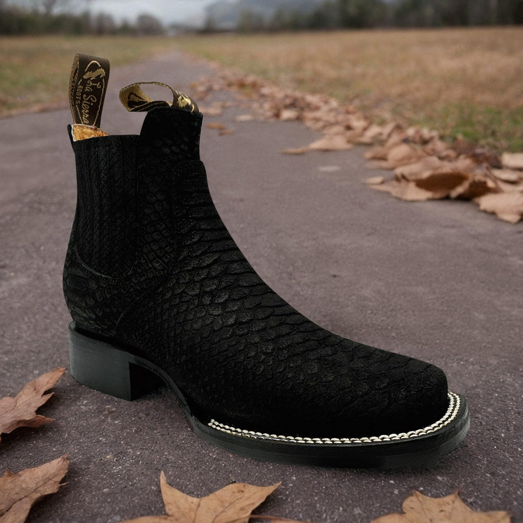 Men’s Genuine Leather Square Toe Ankle Cowboy Boot U843649