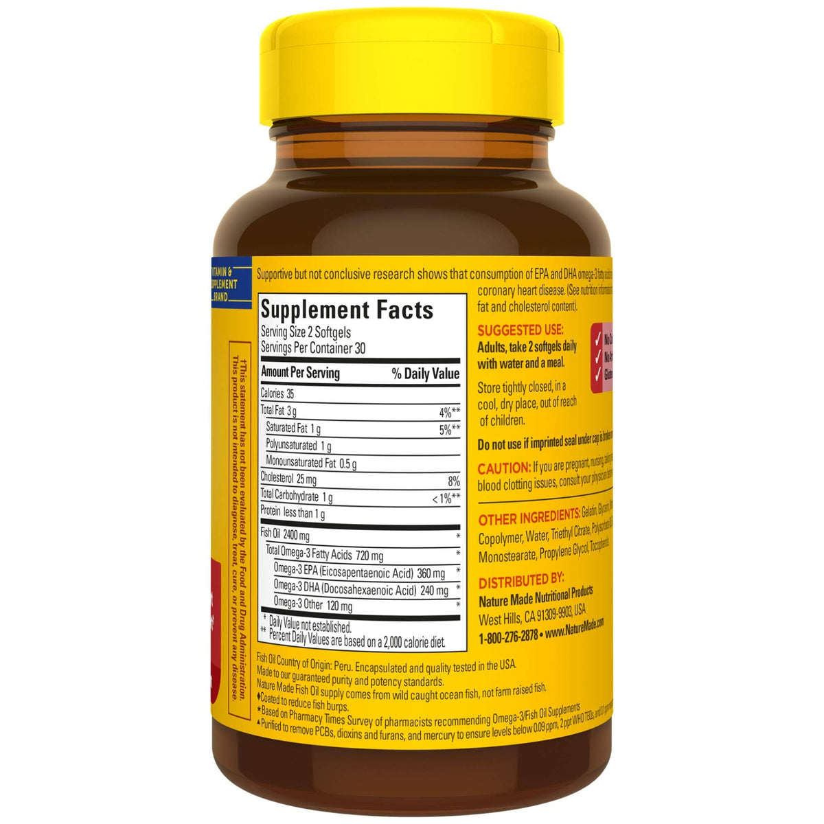 Fish Oil Omega 3 Supplement 1200 mg 60 Softgels D4774