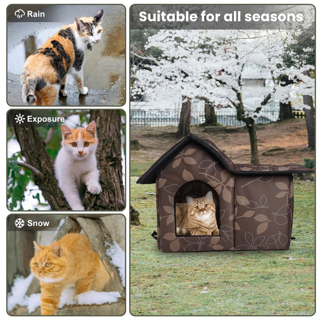 Weatherproof Collapsible Outdoor Cat House with Mat W820