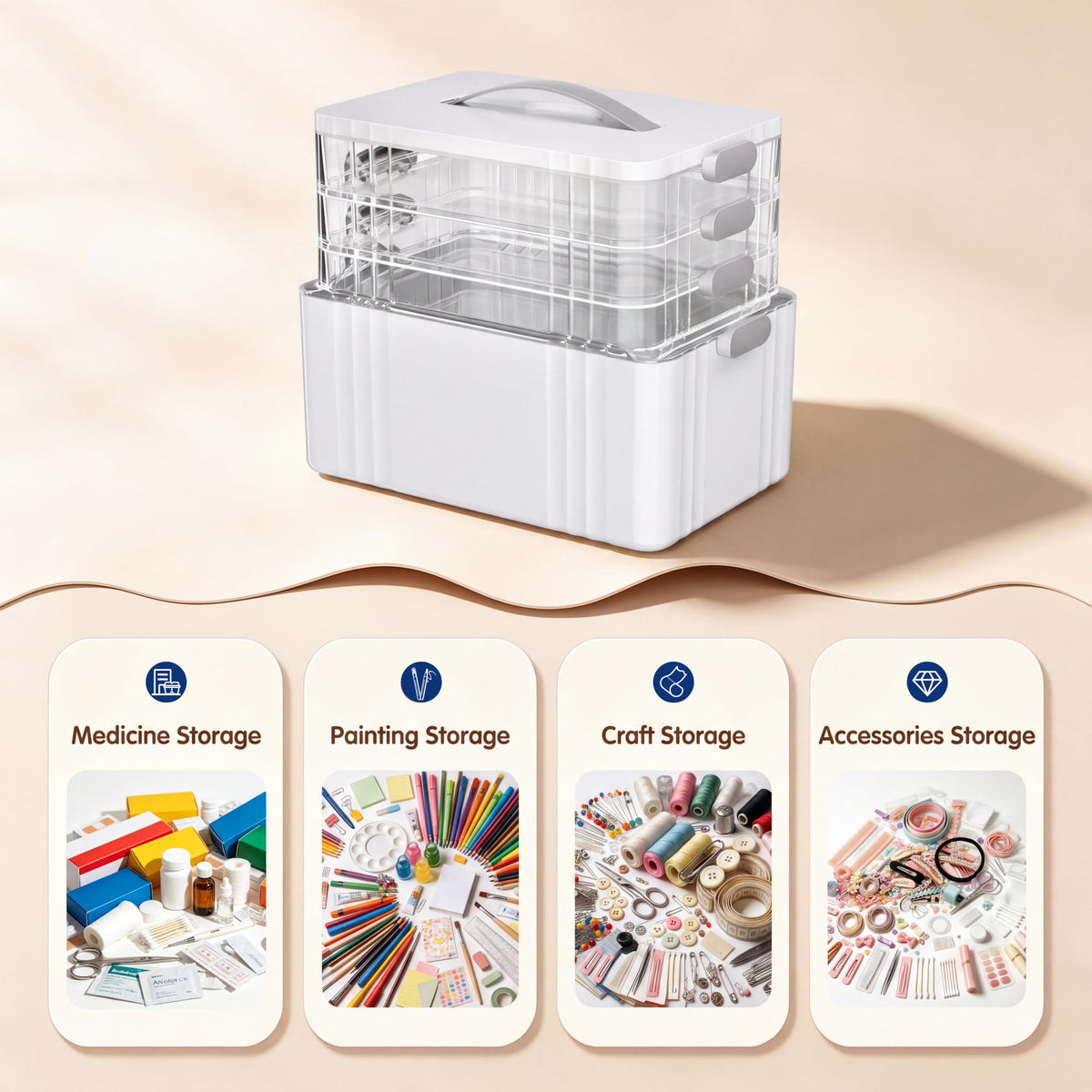 4-Tier Medicine Organizer Storage Box J457654