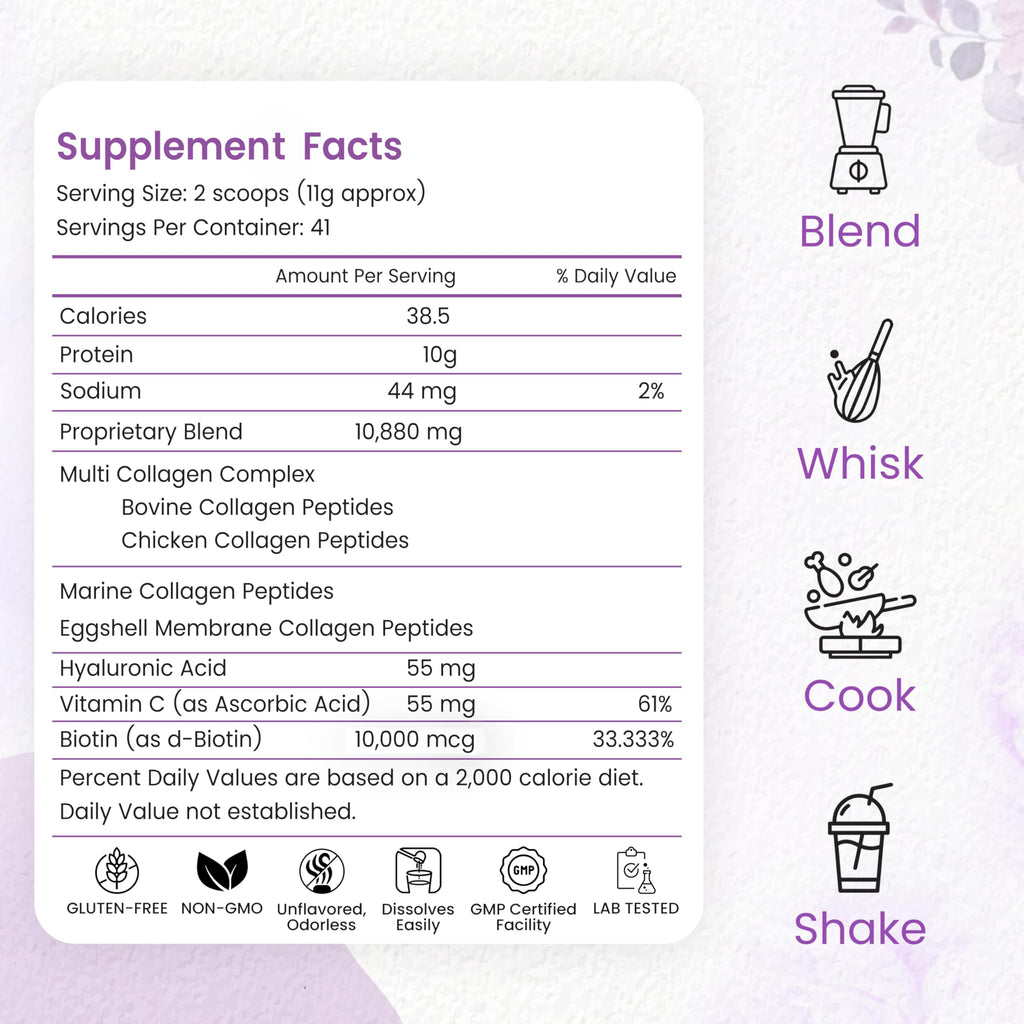 Multi Collagen Peptides Powder 1lb Types I II III V X C843937
