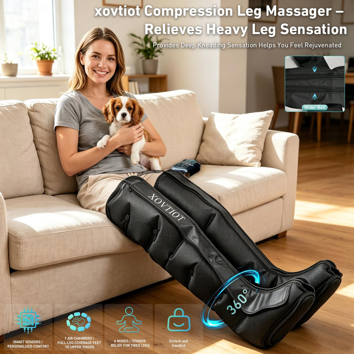 Air Compression Leg Massager with 6 Modes 3 Pressure Levels X36883